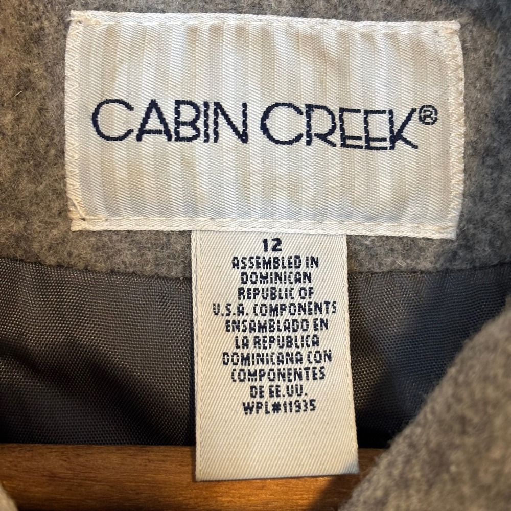 Cabin Creek Vtg Women's 12 Wool Blend Coat Gray Button Front Collar Scarf Set - Picture 8 of 11